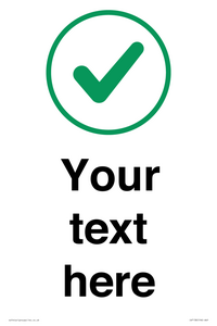 Custom plain background, green tick in circle sign